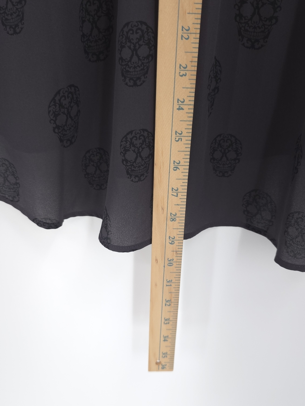 Torrid Skull Print Chiffon Top Black Flowy Hi-low Hem Goth Punk Grunge 2X (FLAW) - Picture 11 of 12